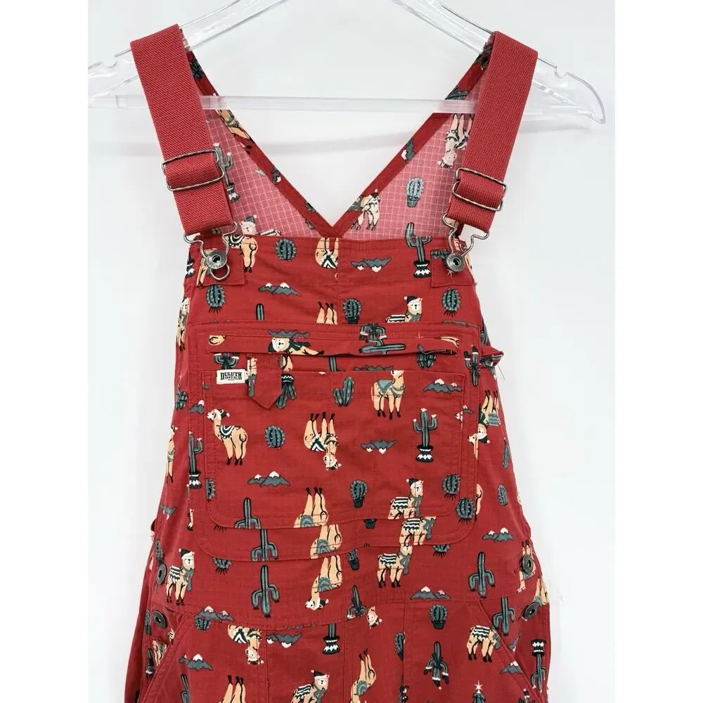 Duluth Trading Co Red Llama Cactus Heirloom Gardening Bib Overalls Small 29 - Picture 3 of 15